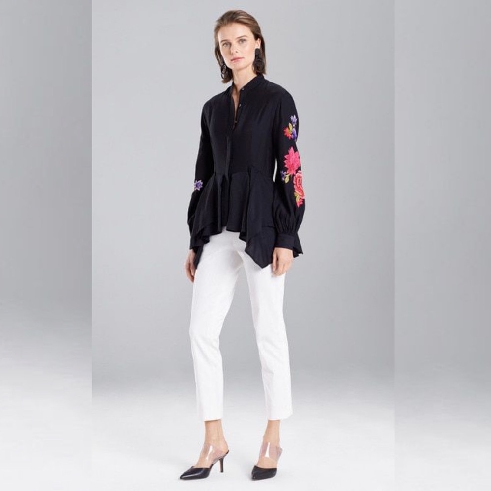 Josie Natori Embroidered Floral Tunic Top - Picture 9 of 9